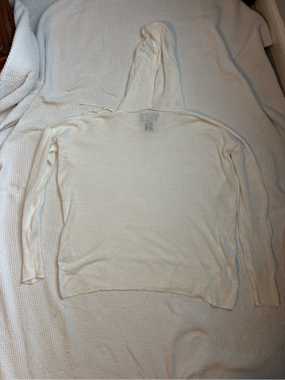 Tahari Ivory Lightweight Hooded Knit Sweater - Picture 2 of 2